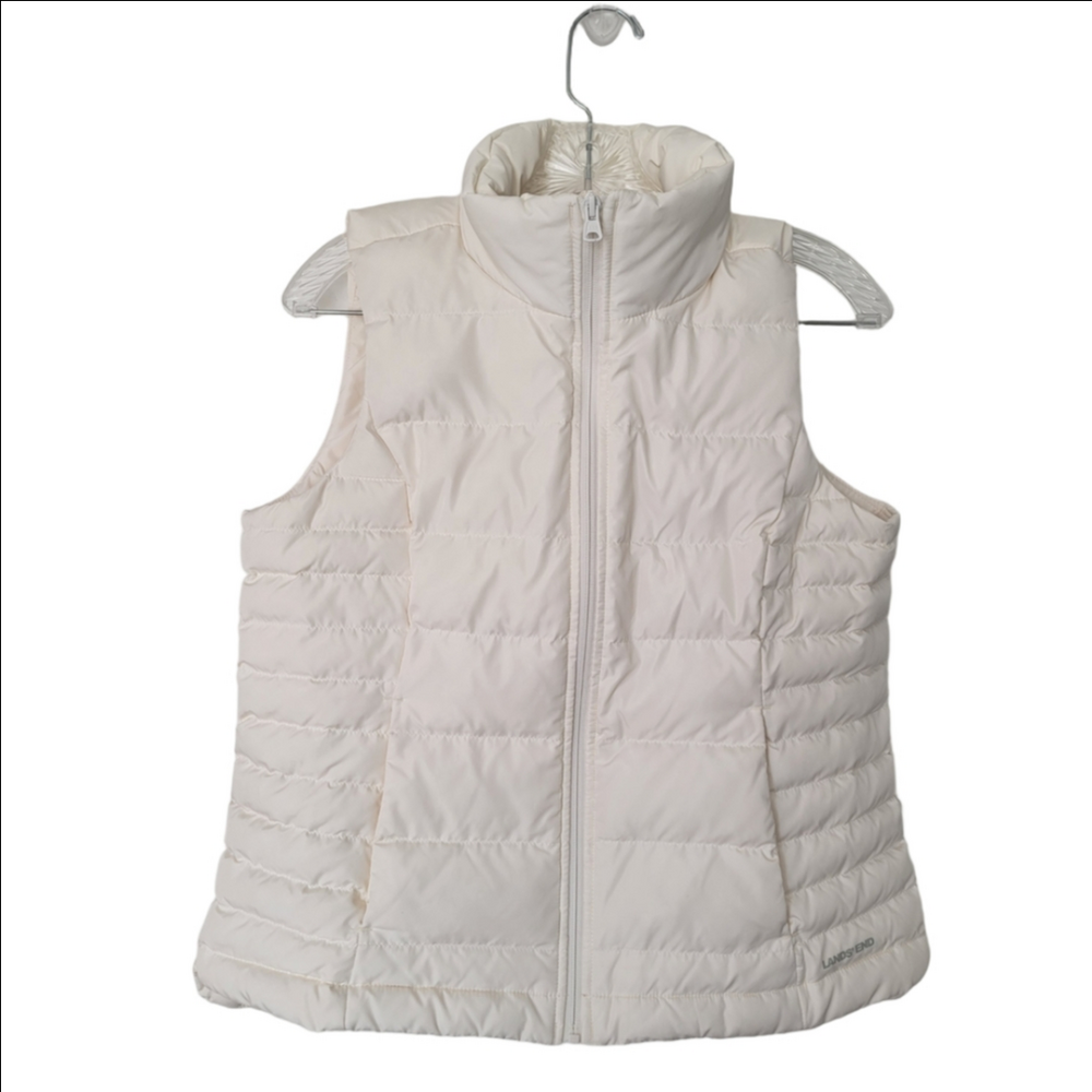 Lands' End Cream Ivory Down And Feather Puffer Vest Size Small - Picture 1 of 7